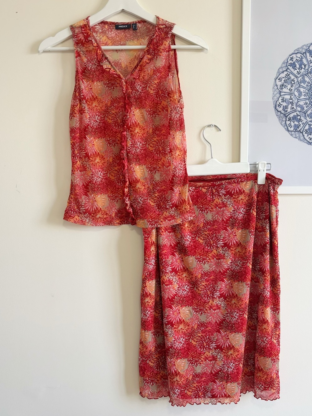 Vtg Y2K Matching Set MEXX Mesh 2-Piece Co-Ord Set Skirt & Top | Fits S-M